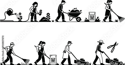 Labor day icon illustrations of workers and professions