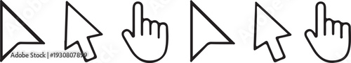 cursor, mouse, pointer, arrow, hand, click, select, digital, interface, web design, navigation, computer, technology, icon, symbol, graphic, illustration, set, collection, isolated, white background, 