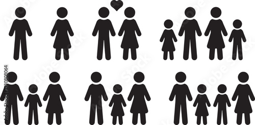 couple, design, clean, man, group, family, silhouette, collection, people, individual, graphic, element, community, icon, woman, love, heart, keywords:, illustration, simple, parent, set, black, vecto