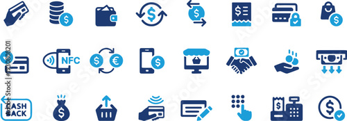 Financial Transaction and Payment Icons Set credit card