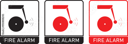fire alarm, alarm, emergency, warning, safety, security, signal, notification, alert, sound, bell, hammer, red, black, white background, building, evacuation, fire safety, fire prevention, fire protec