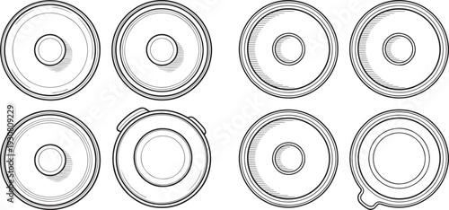 Set of Round Lids - Various Sizes and Styles of Caps