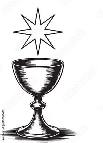 Mystical Chalice and Star, Etching Style