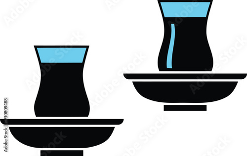 Simple hookah waterpipe illustration with bowls and bases  isolated on white background