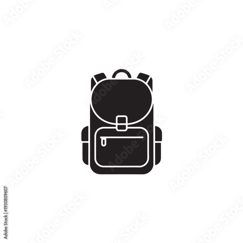 Black backpack silhouette white school