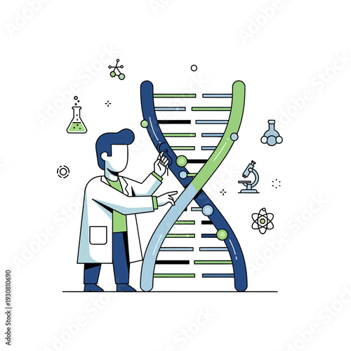 Scientist examining DNA helix, biotechnology research, genetic engineering, medical science