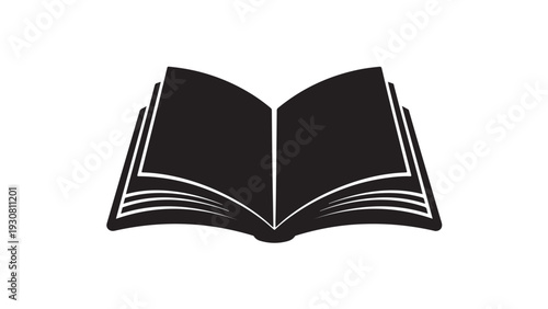 Black silhouette of an open book white