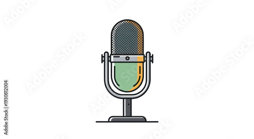 Vintage Style Microphone Illustration Design Element.