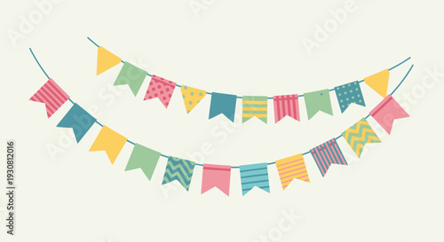 Colorful Bunting Flags on Strings.