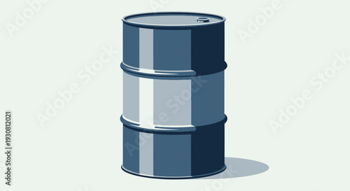 Blue Metal Oil Drum Barrel Container.