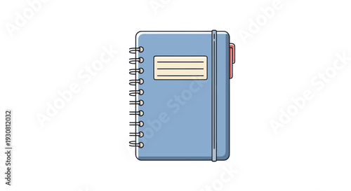 Blue Spiral Bound Notebook with Label.