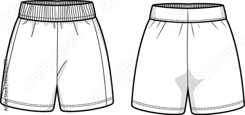 Two pairs of white shorts with different waistband and stitching details clothing apparel
