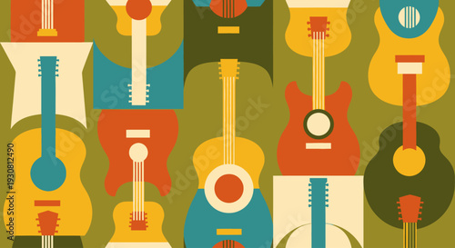 Colorful Guitars in Various Designs.