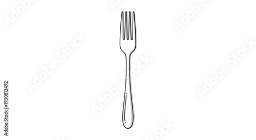 Silver Fork on White Background Illustration.