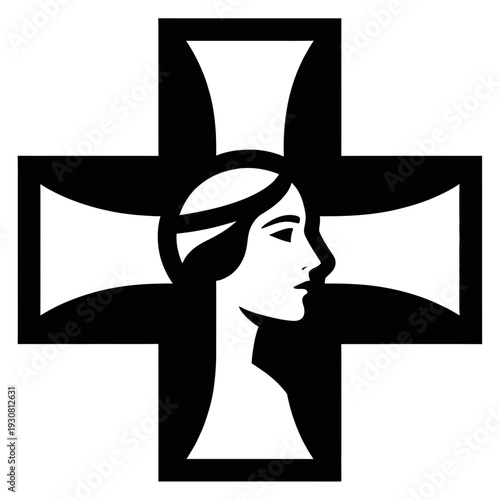Sacred Profile Cross Vector