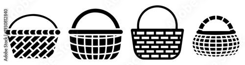 woven easter basket silhouette vector icon