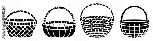 woven easter basket silhouette vector icon