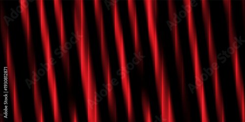 Vector black background with glowing vertical red ribbed lines, creating vibrant fantastic computer shiny surreal red