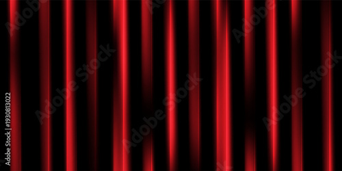 Vector black background with glowing vertical red ribbed lines, creating vibrant fantastic computer shiny surreal red