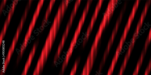 Vector black background with glowing vertical red ribbed lines, creating vibrant fantastic computer shiny surreal red