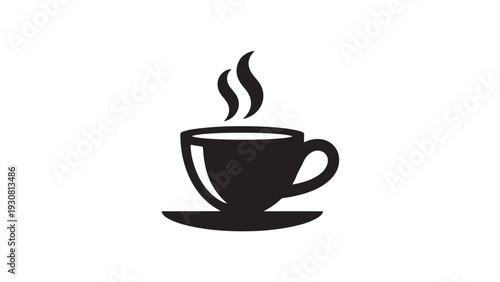 Black silhouette of hot coffee cup with steam 1