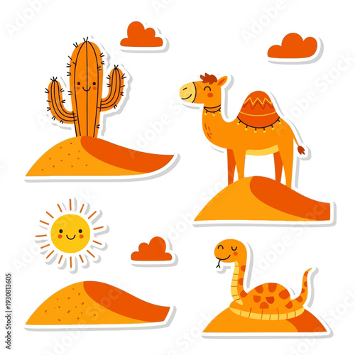 Desert Animals and Cactus Clipart Set