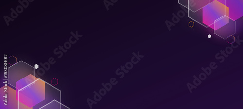 Vibrant geometric shapes in purple and pink on dark background