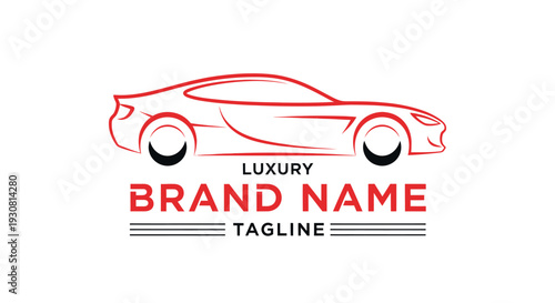 Luxury Car Brand Logo Design with Sleek Outline and Elegant Typography.