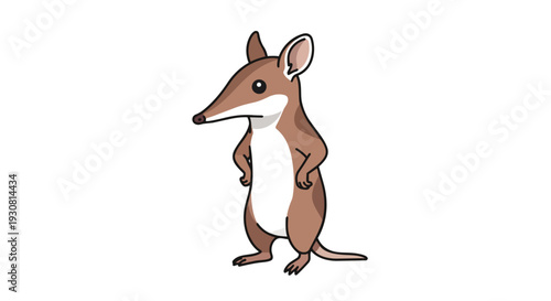 Whimsical Cartoon Bilby Standing Confidently with Paws on Hips Against a White Background