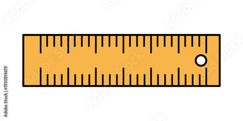 Orange Ruler Vector Icon Isolated on White Background