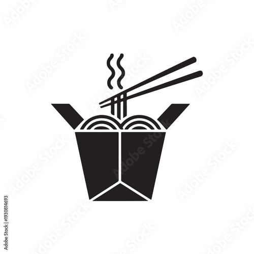 Black silhouette of takeaway noodles with chopsticks 1