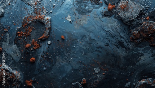 Details of a Surface With Stones and Wet Texture in a Natural Setting During ...