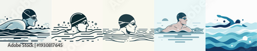 Vector Illustration of Man Swimming