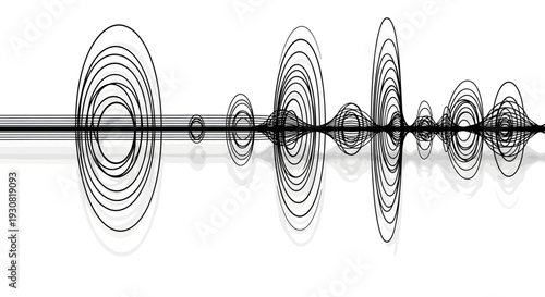 Black sound wave illustration on white background with ripples.