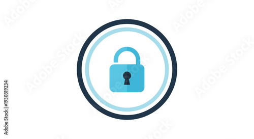 Secure lock icon symbolizing protection and safety in a circular frame.