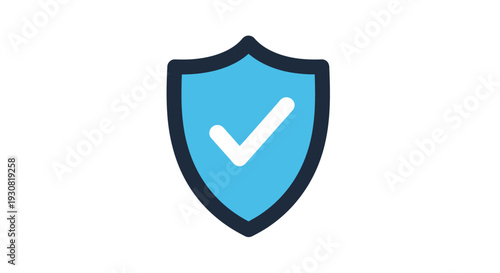 Blue shield icon with white checkmark symbolizing protection and approval.