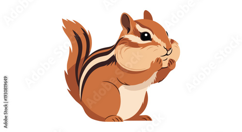 Adorable cartoon chipmunk with cheeks stuffed full of nuts in a whimsical illustration, perfect for playful designs and nature themes