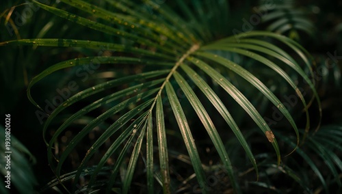 Detail of Palm Leaves in a Tropical Forest During the Day