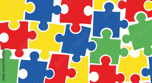 Colorful Jigsaw Puzzle Pieces Assembled Together.