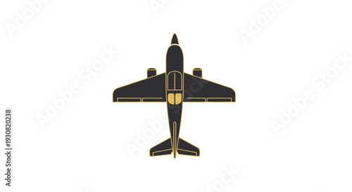 Black Fighter Jet Aircraft Top View.