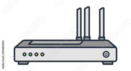 Wireless Router with Antennas and Indicators.