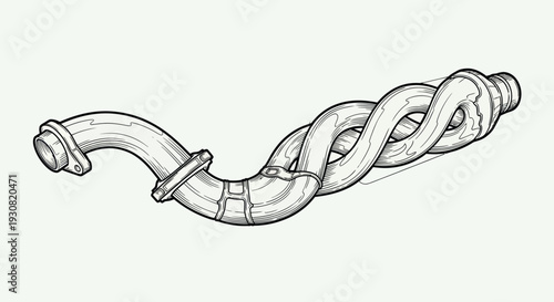 Illustration of Twisted Metal Pipe Fitting.