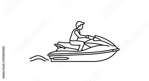 Man Riding a Jet Ski Illustration.
