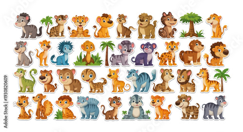 Colorful Cartoon Animals Collection.