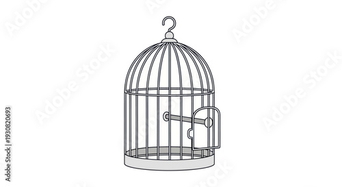 Simple Line Drawing of Birdcage.