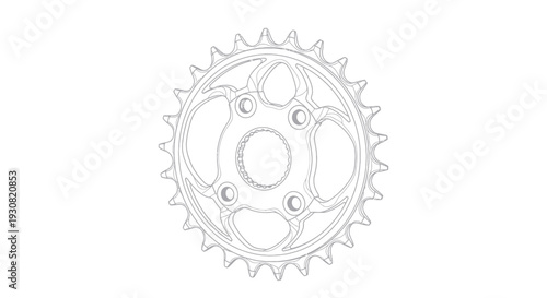 Detailed Line Drawing of Mechanical Gearwheel.