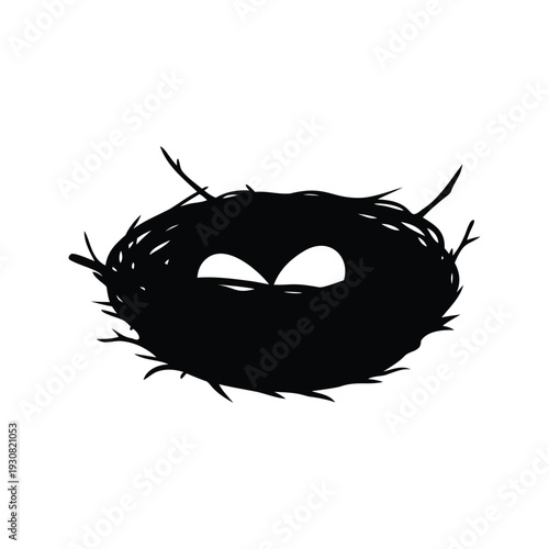 Silhouette of a bird nest intricate details, vector illustration design, bird s nest silhouette vector illustration