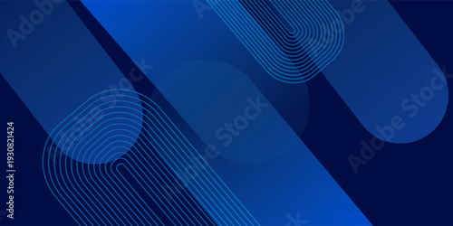 Modern abstract background with a deep navy blue gradient, diagonal translucent blue shape across the center, neon cyan line accents