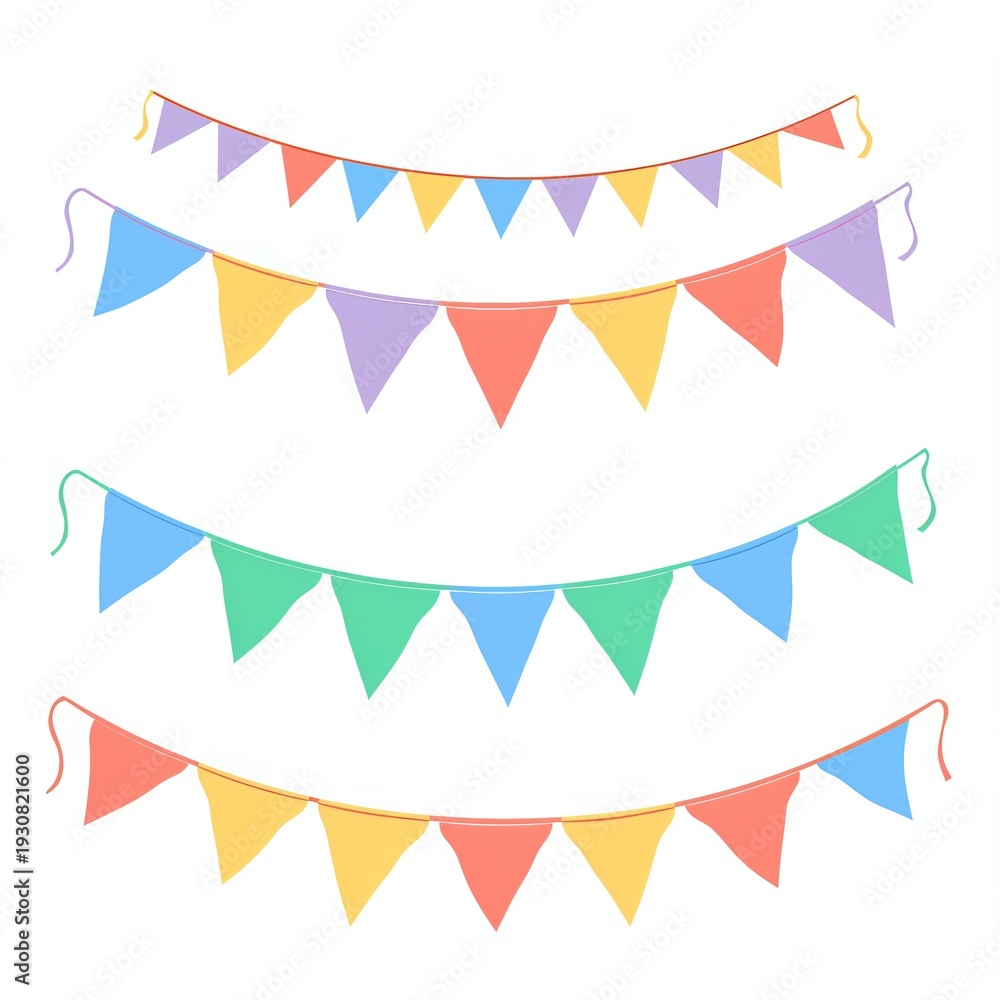 Fototapeta premium Boho style rainbow colored half circular bunting. Festive garland background for party decoration, celebration, children event.