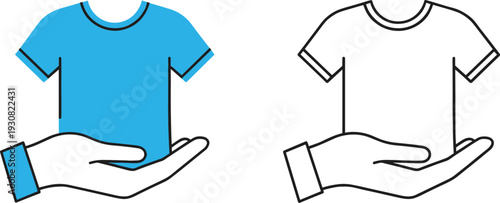 T Shirt Donation and Clothing Support Icon in Color and Outline Style for Charity, Apparel Service, and Fashion Store Vector